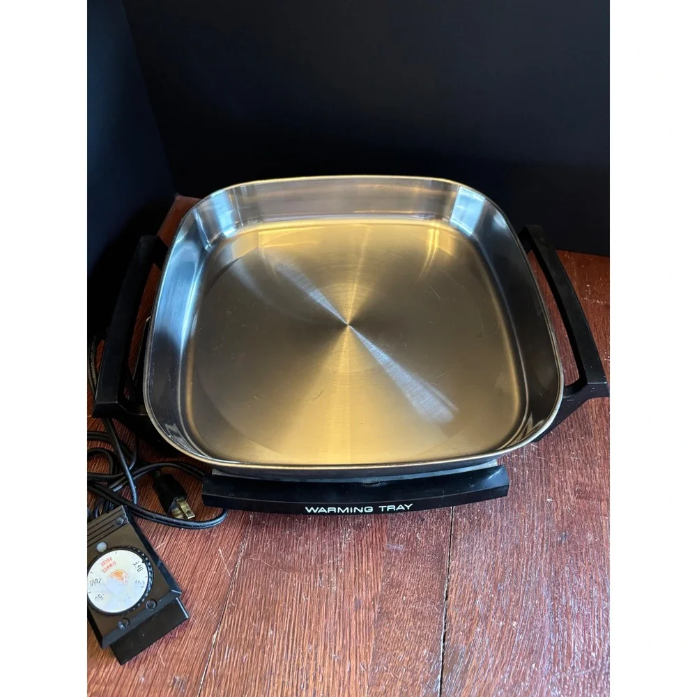 Hoover Vintage Electric Stainless Steel Fry Pan Skillet with Warming Tray 8650
